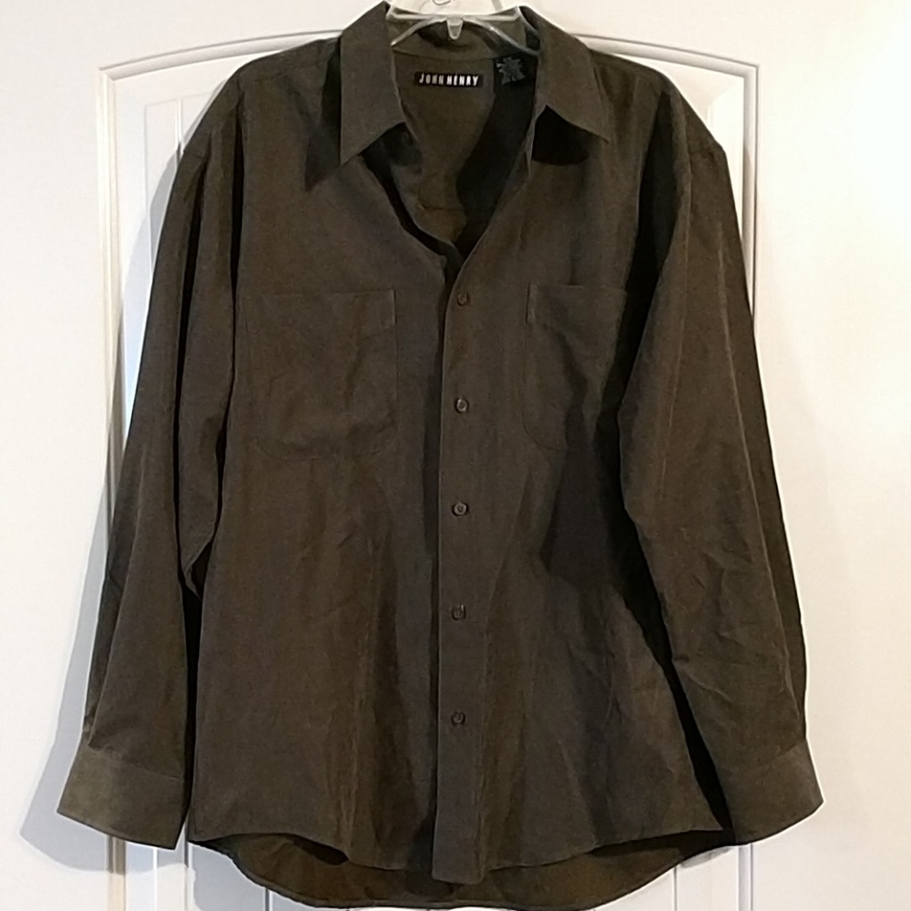 John Henry microfiber faux suede button down shirt - Picture 1 of 4